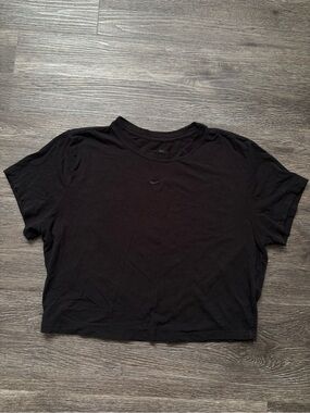 Nike Black Cropped Tee with Subtle Swoosh